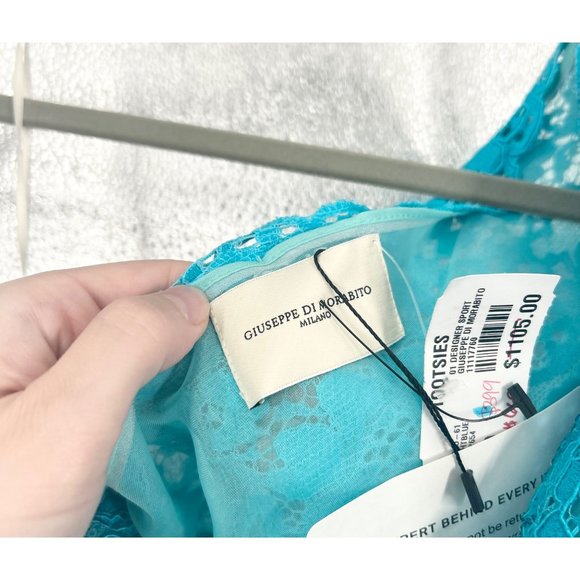 NWOT Giuseppe Di Morabito Blue Sequin Lace One Shoulder Dress - Picture 8 of 10